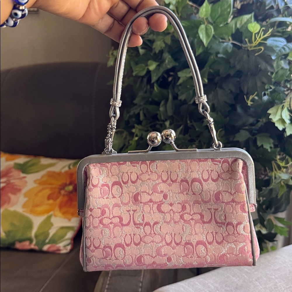 Coach 2004 Pink and Silver kisslock Clutch